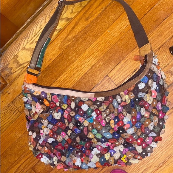 Vintage Handbags - Vintage Multicolor Hobo Bag with Textured Design